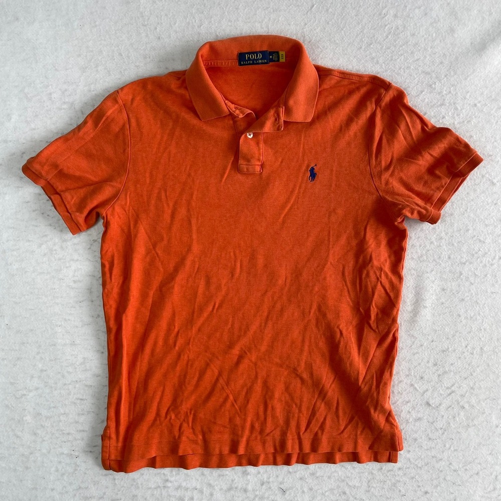 Polo Ralph Lauren Polo Shirt Mens Medium Orange Short Sleeve Pony Logo